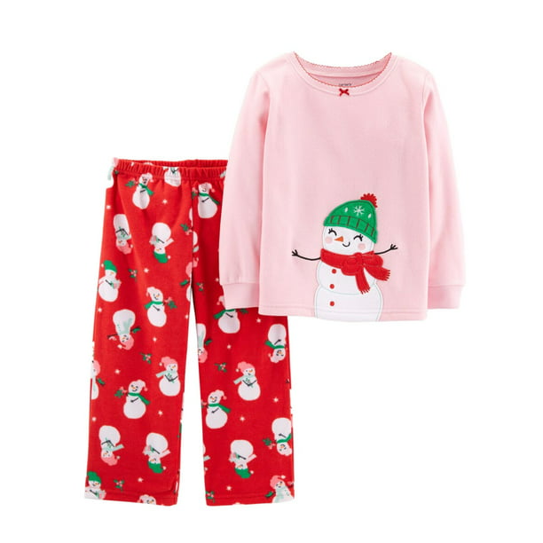 Girls Pink Hot Chocolate Snowmen Pajamas Sleep Set with Doll Dress 